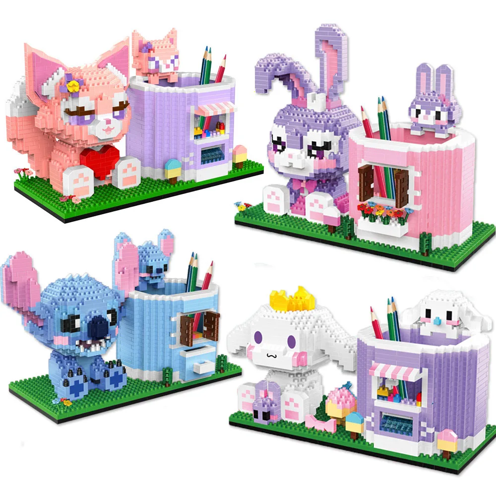 

Disney Lilo & Stitch строительные блоки держатели для ручек Sanrio Cinnamoroll настольная шкатулка для хранения школьные канцелярские принадлежности