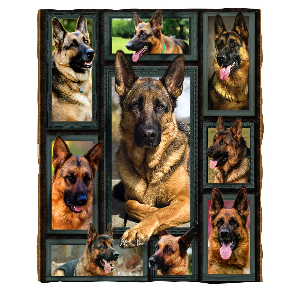 

Flannel Blanket 3D German Shepherd Dog Soft Blanket Sofa Couch Bed Plush Cozy Warm Bedroom Blankets for Adult and Kids