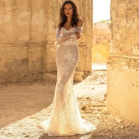 sevintage luxury mermaid wedding dresses lace appliques sweetheart long sleeves bridal gowns wedding dress 2022