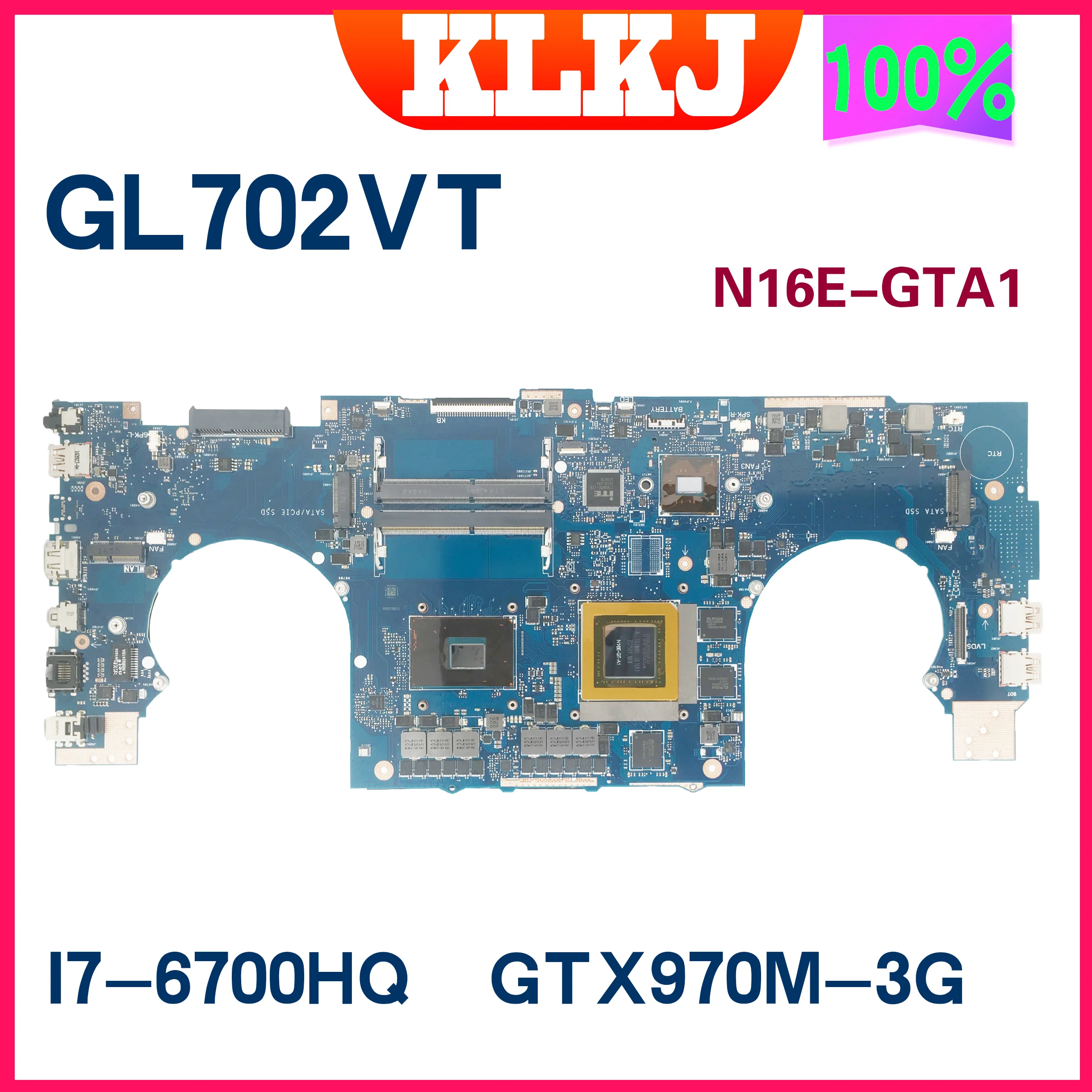 

Dinzi GL702VT Laptop Motherboard With I7-6700HQ GTX970M-3GB For ASUS GL702VL GL702V GL702 Notebook Mainboard Computer 100% Work