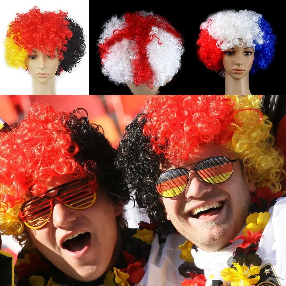 Hot Fan Party Supplies Football Fans Festival Props Flag Color Wig Colored Wig Explosive Head Cover European Cup