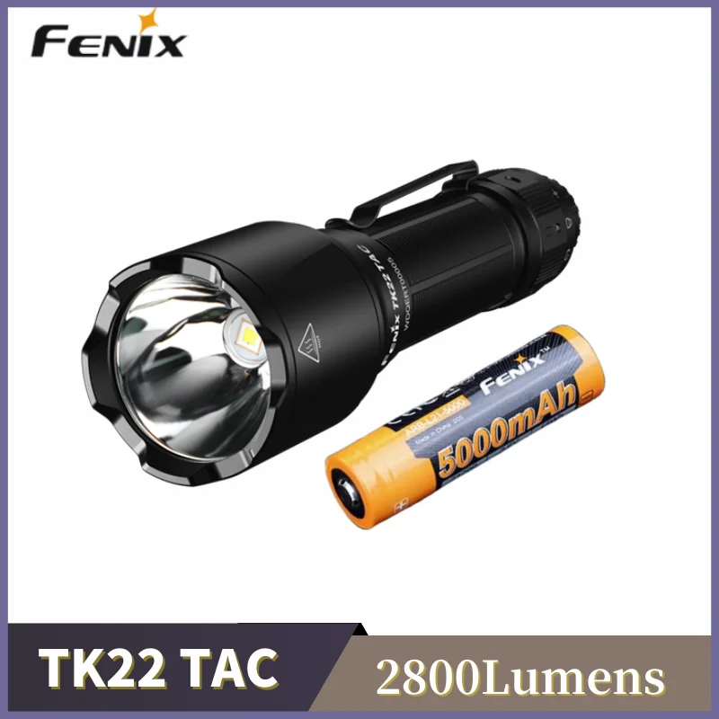 

2022 Fenix TK22 TAC 2800Lumens Hrad Light Rechargeable Tactical Flashlight SFT70 LED lifespan of 50,000 hours With Battery