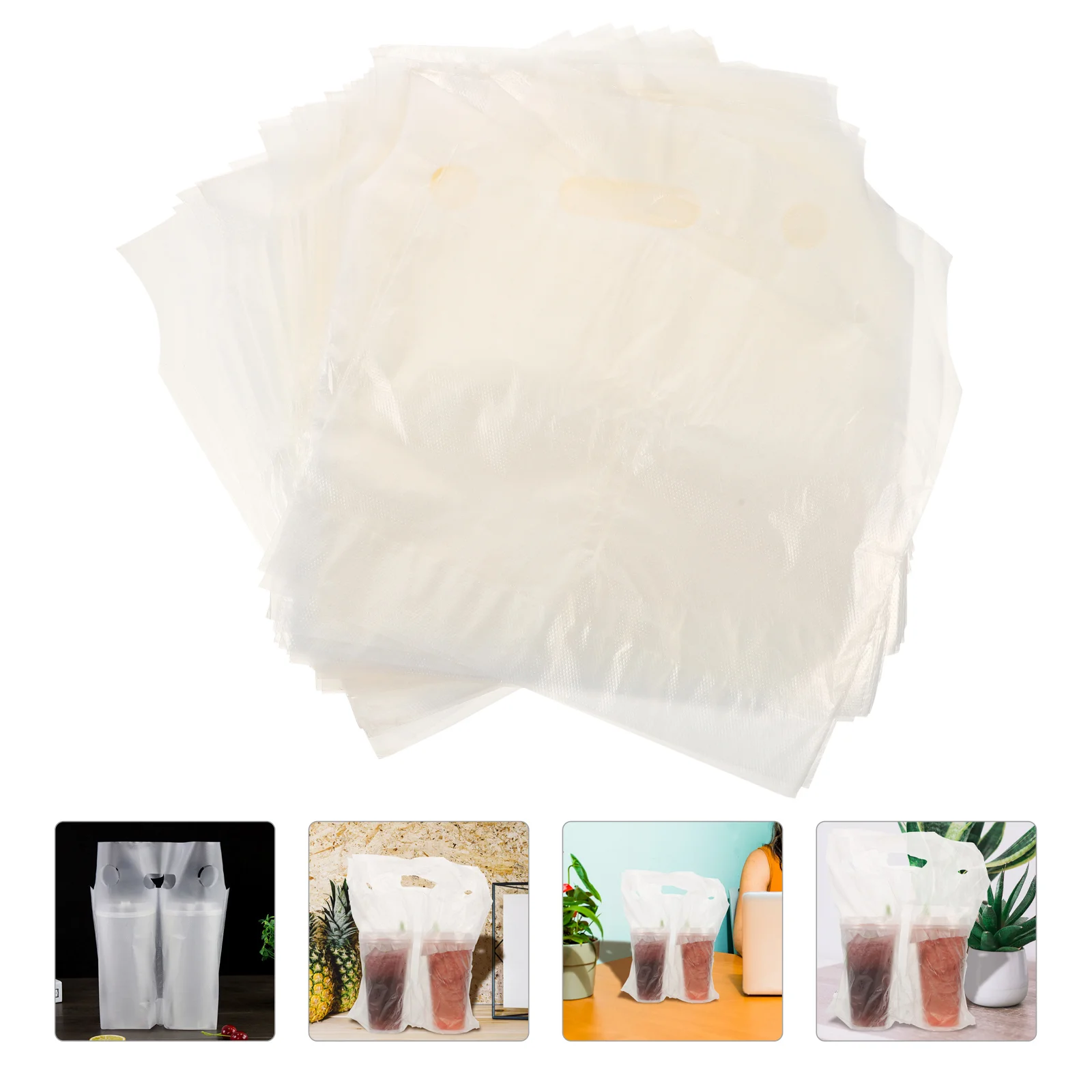 

Bag Carrier Drink Cup Bags Coffee Delivery Holder Handle Beverage Handbagsout Take Packagingcarriers Takeaway Clear