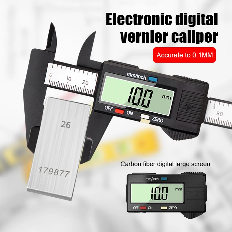 

150mm Digital Caliper Measuring Tool Inner Outer Diameter Electronic Digital Display Vernier Caliper 0-High Strength Plastic