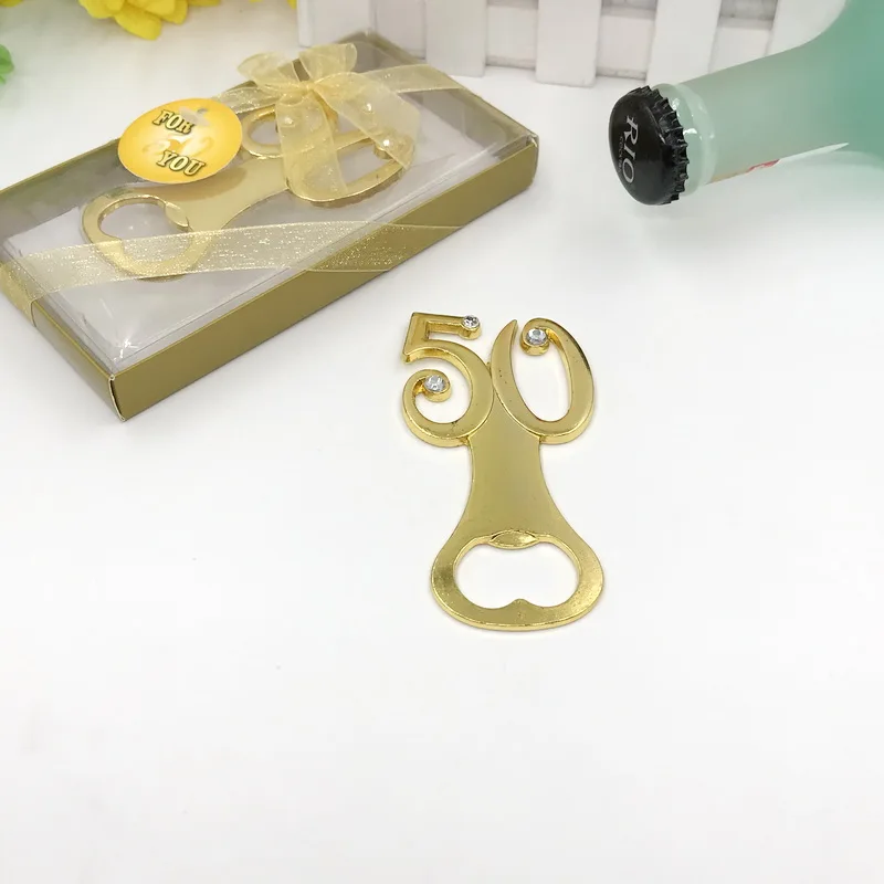 

12pcs Numbers Bottle Opener with Diamond Beer Wine Opener Wedding Anniversary 30 40 50 60 Years Old Party Gift Decoration NEW