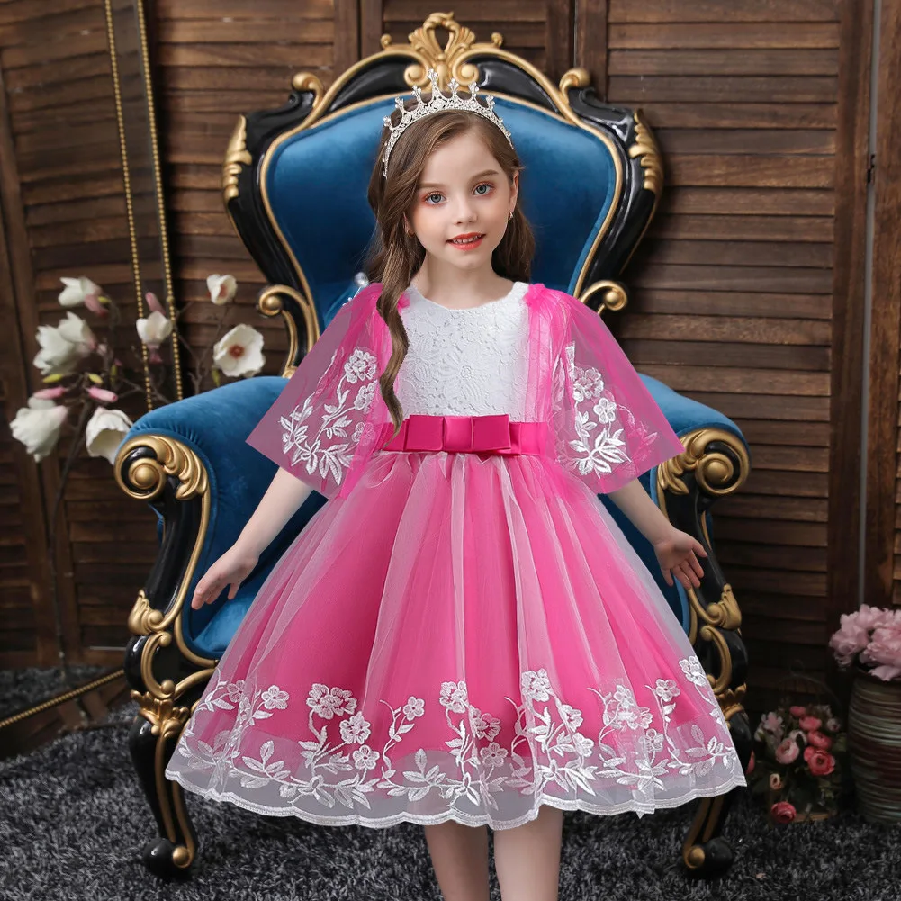 

Платья принцессы для девочек с бантом, кружевное короткое вечернее платье для выпускного вечера, церемониальный день рождения, женское свадебное платье, Новинка лета 2023, платье для девочек