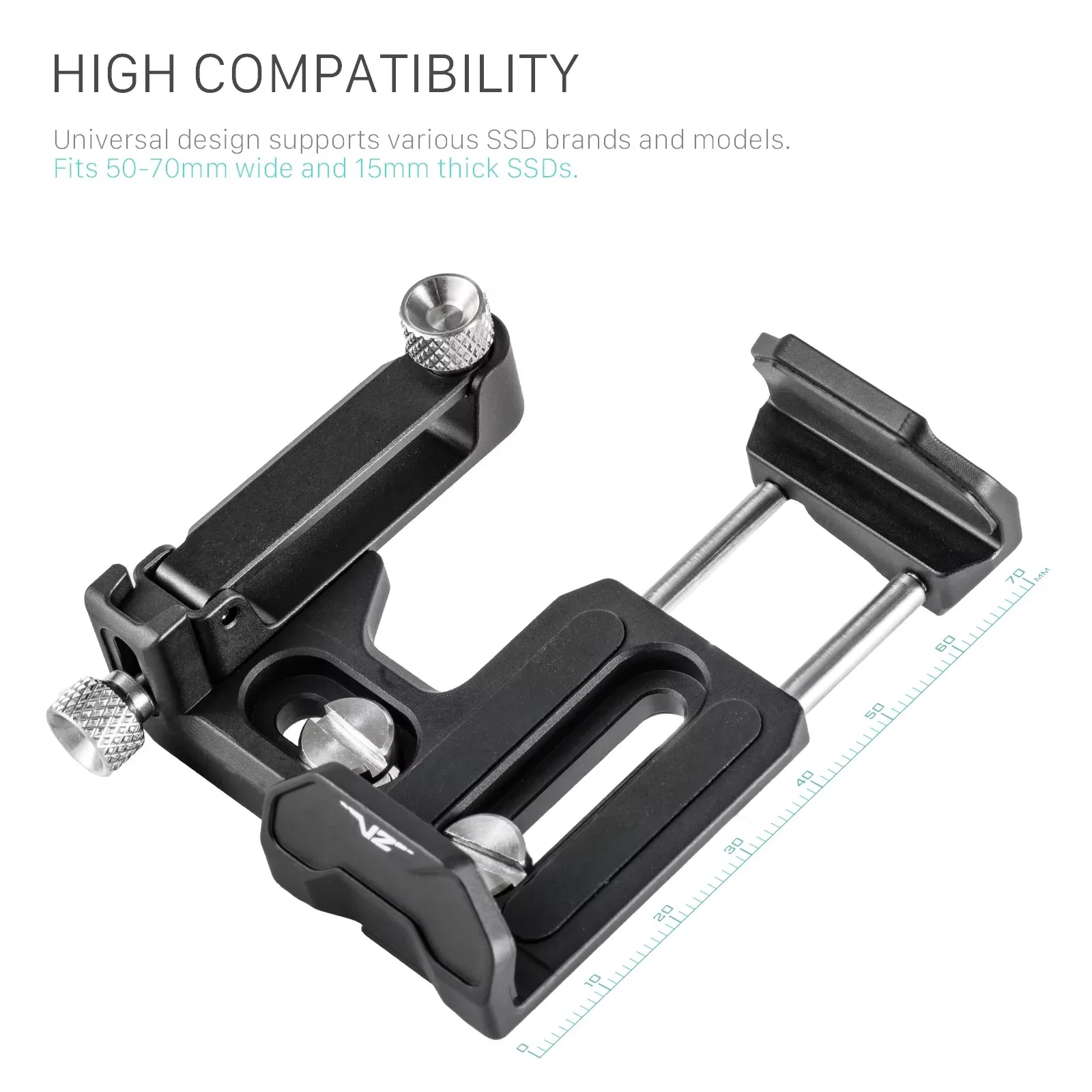 Фото TILTA TA-USDH2-B Универсальный держатель SSD-накопителя V2, черный для Tilta Cage/Samsung T5/T7/SalonDisk E61/E81 и т. д. №1