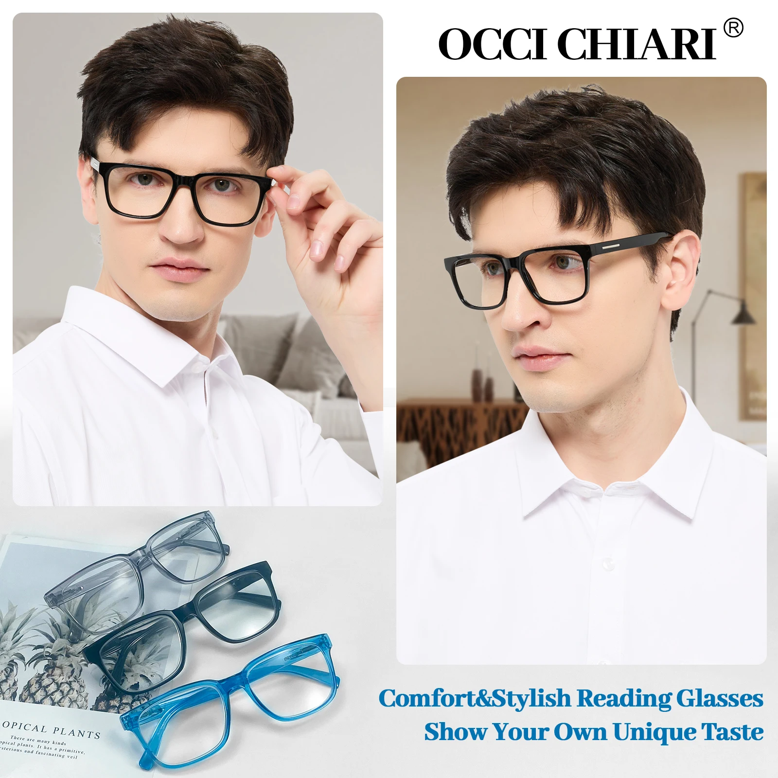 Мужские квадратные очки OCCI CHIARI для чтения