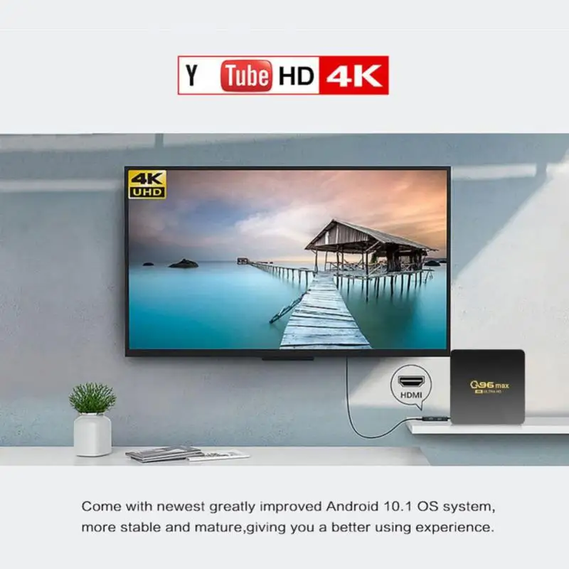 Фото Оригинальная ТВ-приставка Q96 Max, 4K HDR, Android TV 8,1, Ultra HD, 2 ГБ, 8 ГБ, Wi-Fi, Google Cast, Netflix, ТВ-приставка IPTV, ТВ-приставка, 4 медиаплеера №3