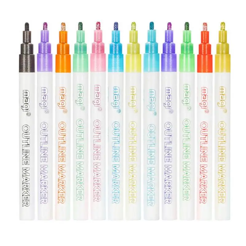 

Shiny Double Line Pen Shimmer Markers DIY Doodle Shimmer Pen For Card Making DIY Art Drawing Lettering
