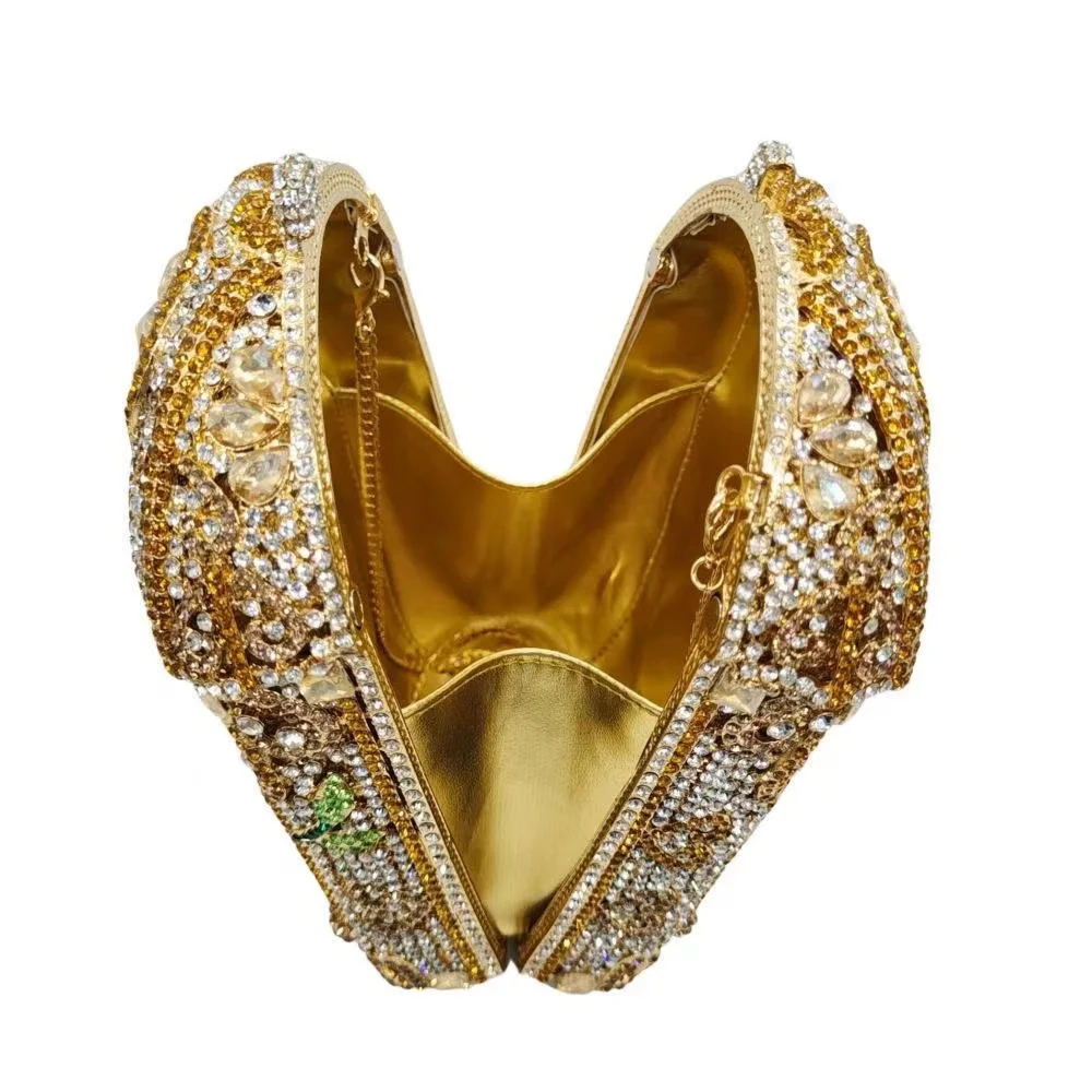 Блестящая птичья клетка женская сумка роскошная металлическая коробка клатч для