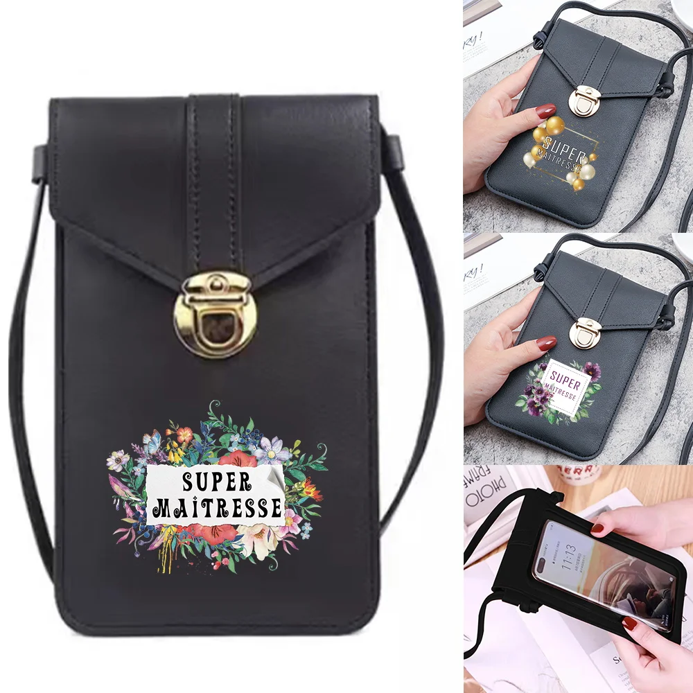 

Touch Screen Mobile Phone Bag For iPhone Huawei Samsung Crossbody Bags Printed Shoulder Wallet Women's Wallet Card Holder