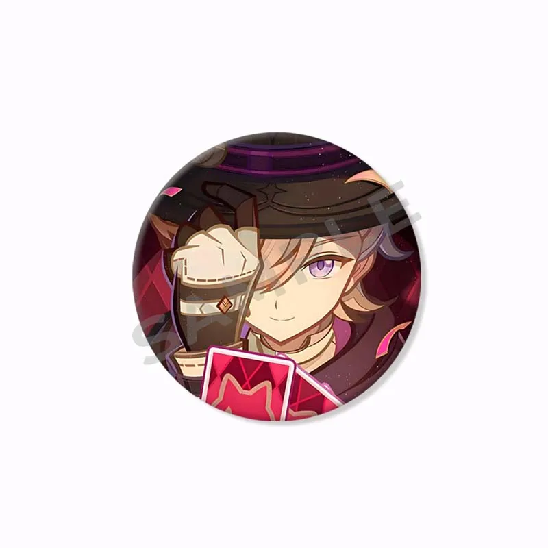 Фото Genshin Impact Pins Поп-игра Фигурка Kaeya Kaveh Itto Kirara Cyno Wanderer Mika Razor Xiao Значок Круглые броши для рюкзака Обувь №5