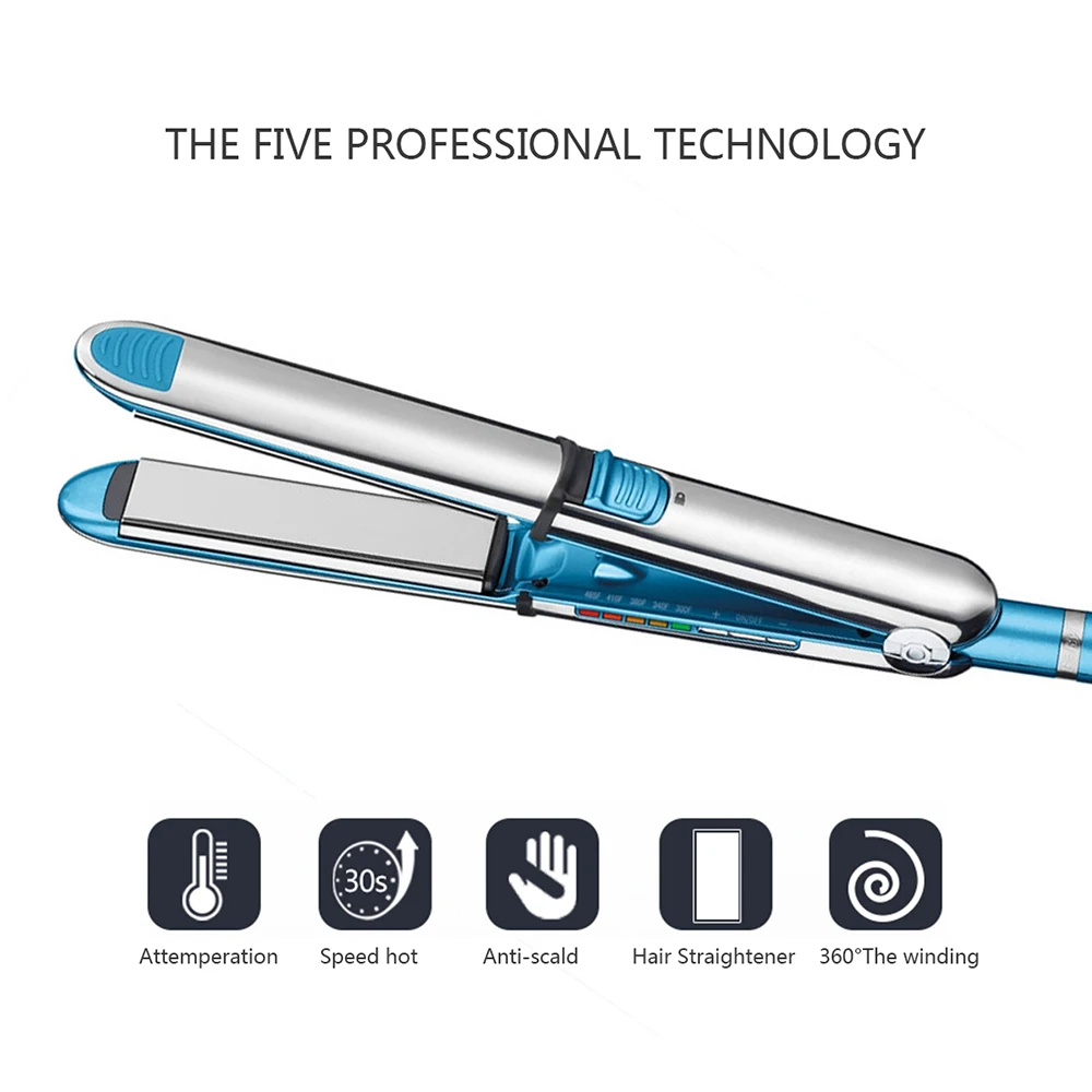 

Профессиональный Выпрямитель для волос титановый утюжок для выпрямления волос Быстрое нагревание щипцы для завивки керамические инструме...