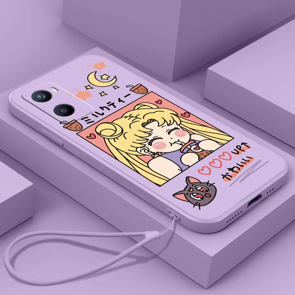 

Anime Sailor Cute For OPPO A96 A94 A93 A77 A76 A74 A73 A72 A57 A54S A53S A52 A33 A31 A12 Liquid Rope Funda Cover