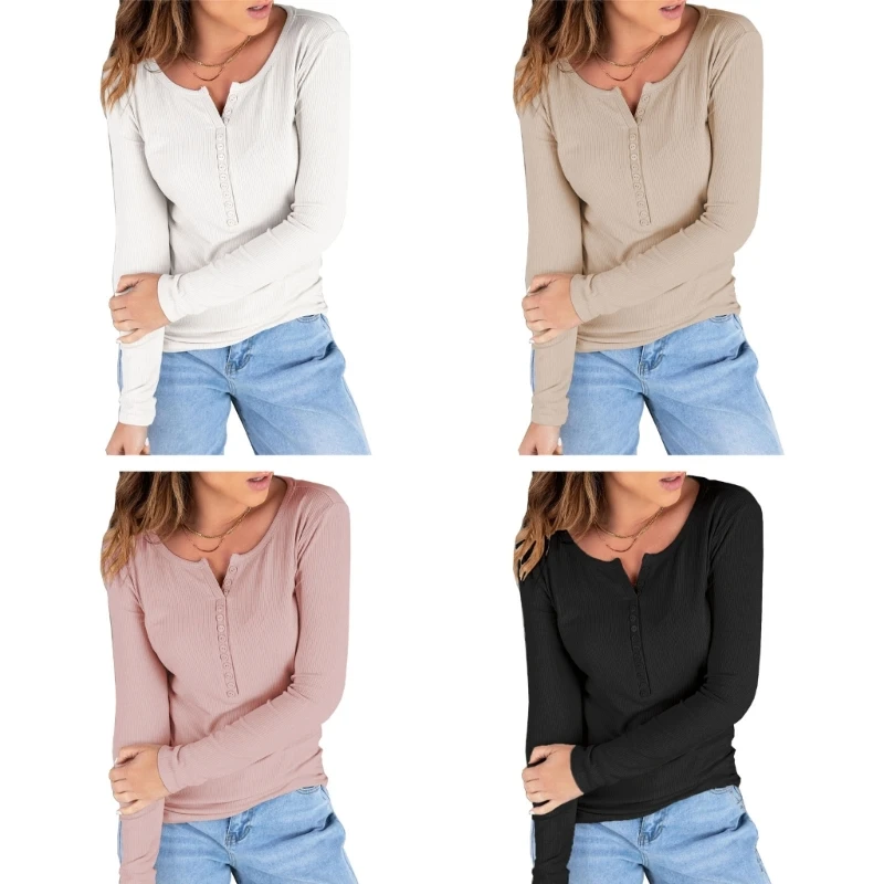 

Elastic T-Shirt Women Sexy Slim Crop Top Ribbed Long Sleeve O-neck Tops A5KE