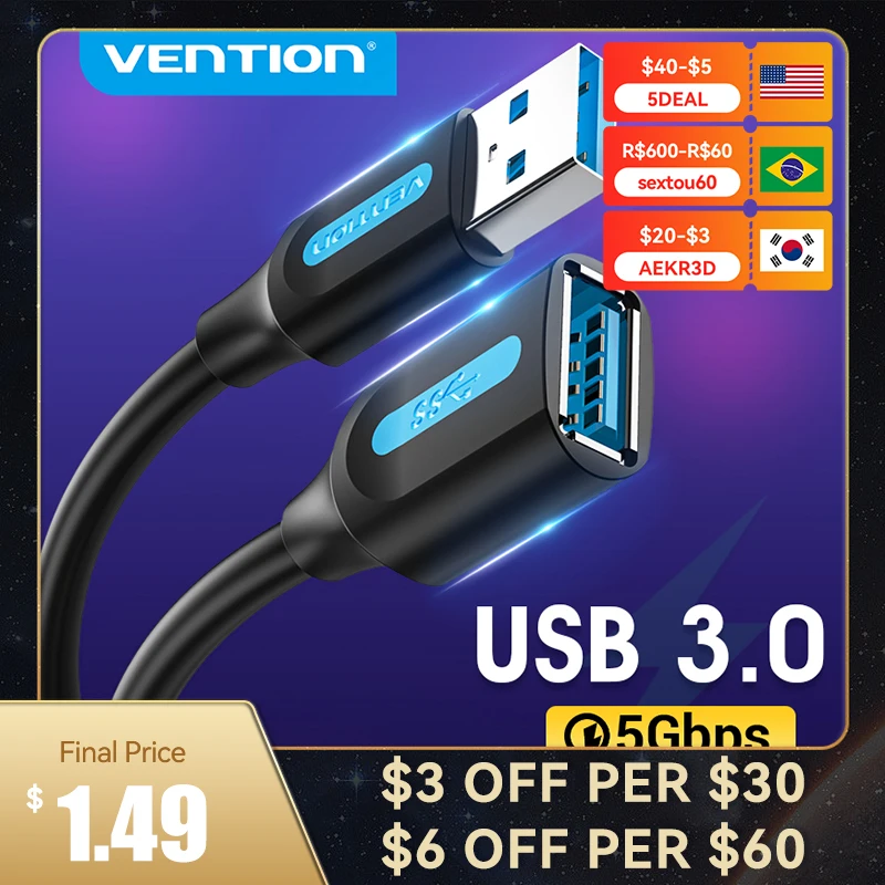 Vention-Cable de extensión USB 3,0 3,0, extensor de Cable de datos para...
