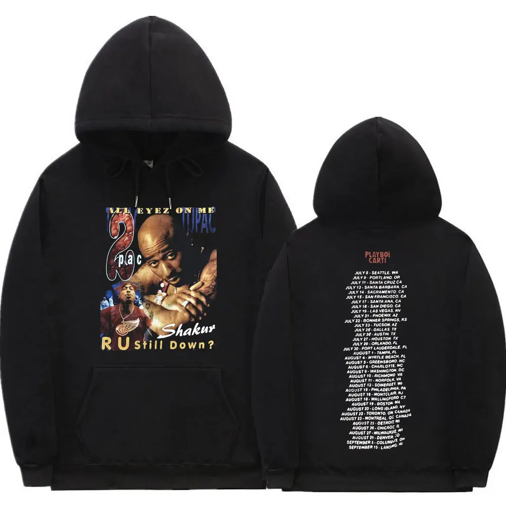 

Awesome Hip Hop Tupac 2pac Double-sided Print Hoodie Rapper Playboi Carti Letter Logo Clothes Regular Men Women Fashion Hoodies