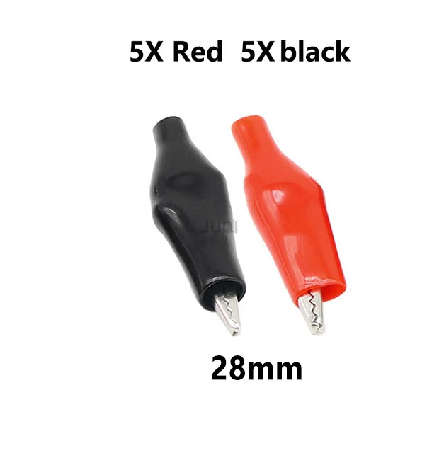 10 шт./лот изолированные зажимы типа крокодил, пластиковая ручка, кабельная свинцовая проверка, металлические зажимы типа крокодил, зажимы 28 мм, 35 мм, 45 мм в длину