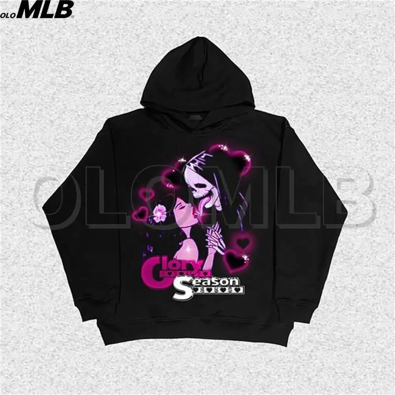 

Grunge Oversized Goth Hoodie Streetwear Women Spring Y2K Tops Skeleton Grim Reaper hip-hop Female Sweatshirts grunge emo Hoodies