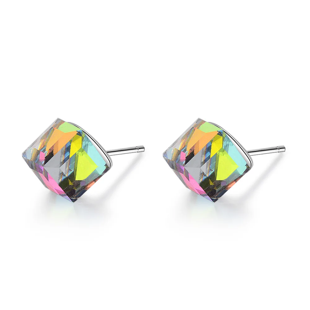 

DIWENFU Genuine 925 Sterling Silver Australia Crystal Stud Earring for Women Blue Silver 925 Jewelry Topaz Aros Mujer Oreja Girl