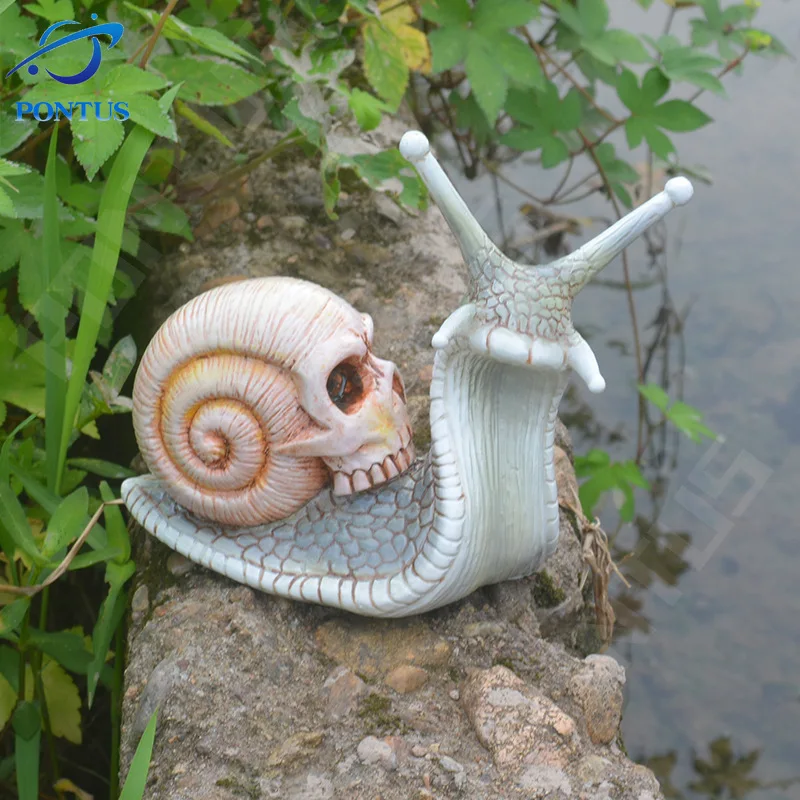 

Скульптура в виде черепа и улитки, готическое украшение, статуя улитки на Хэллоуин, Статуэтка из смолы, ремесло, ужас, украшение для сада