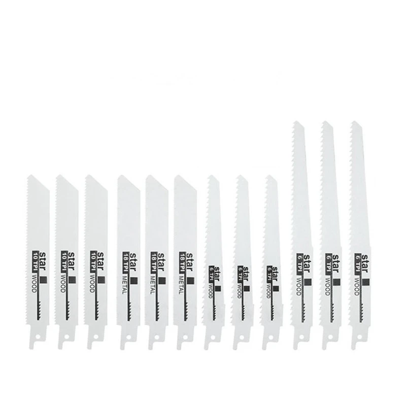 

12Pcs Saber Saw Handsaw Blade Multi Saw Blade For Cutting Wood Metal Ma-Kita De-Walt DIY Tools