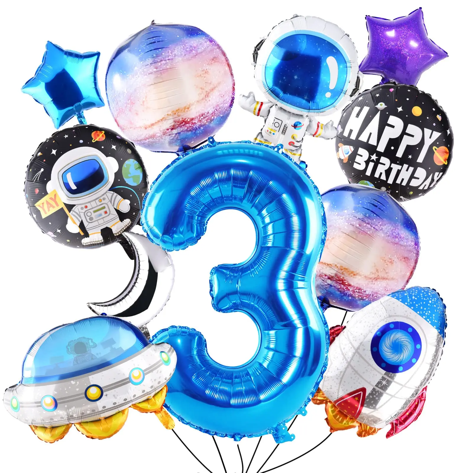 

11pcs Space Balloons Set Rocket Planet UFO Foil Ballons For Outer Space Party Baloons Kids Boy 3rd Birthday Party Decorations