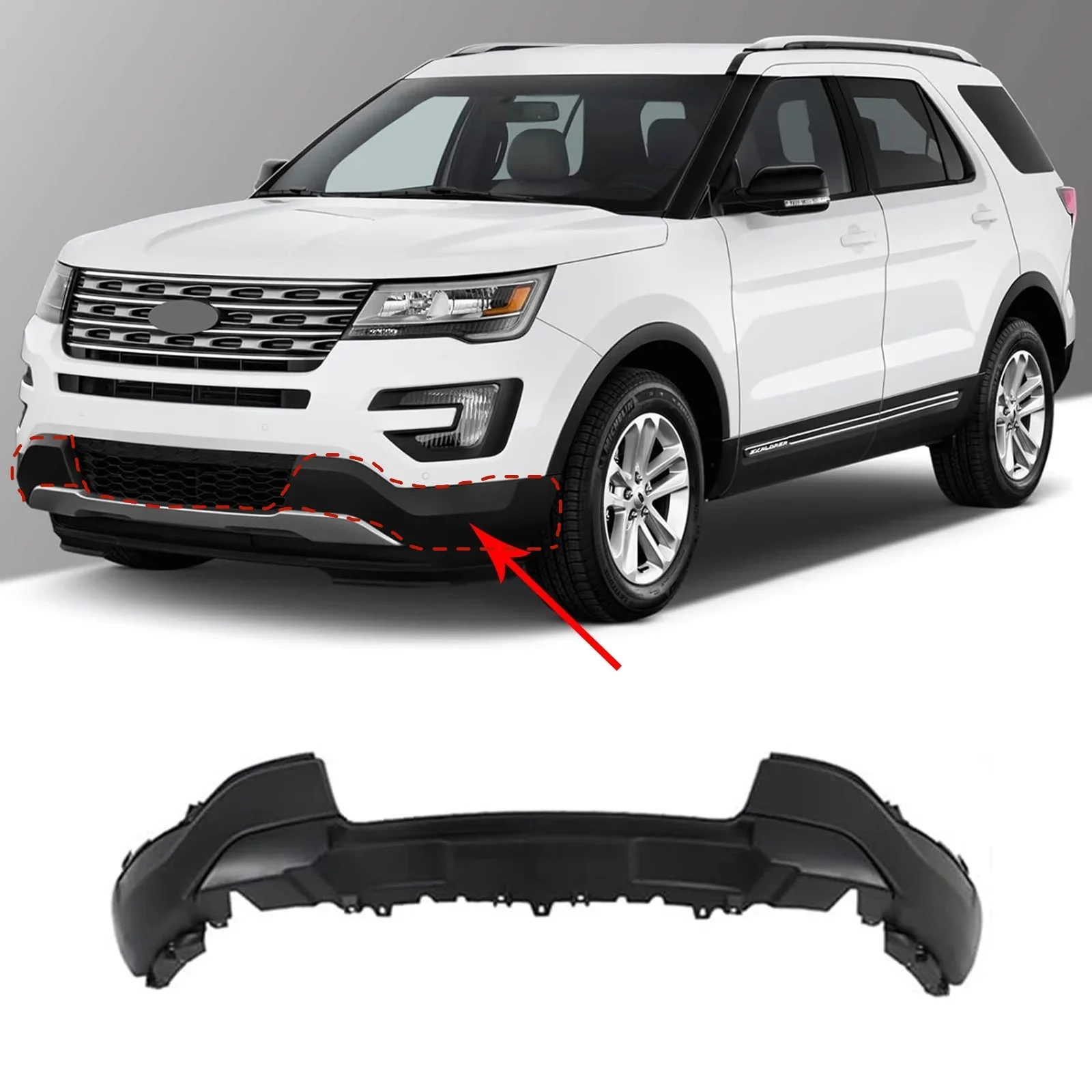 Фото Комплект обвесов для Ford Explorer 2015-2017: верхняя и нижняя части, передний бампер, передний сплиттер, защитная накладка, противотуманная фара, передний спойлер, автомобильные аксессуары №5