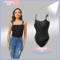 lanman summer fashion womens y2k black sleeveless backless jumpsuit sexy top women club suit off shoulder belted bodysuit