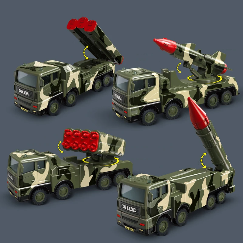 

HOT SALE Military Series Air Defense Missile System Inertia Missile Car Rocket Launcher Model Children Boy Toy Birthday Gift