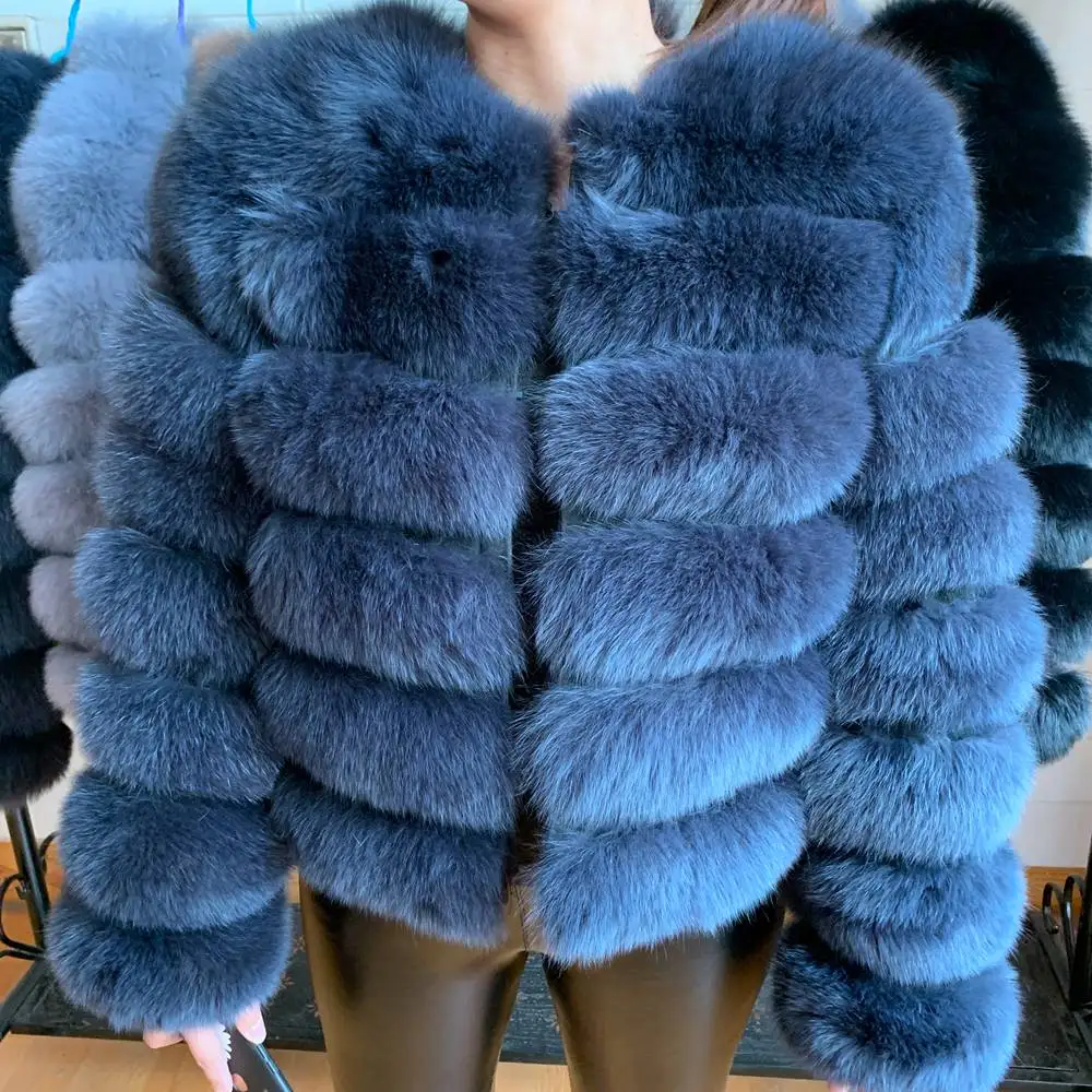 Real Fur Coat 2023 New Women Winter Fashion Fluffy Natural Fox Fur Coat 60cm Long Sleeve Luxury Warm Jacket Wholesale Hot Seller
