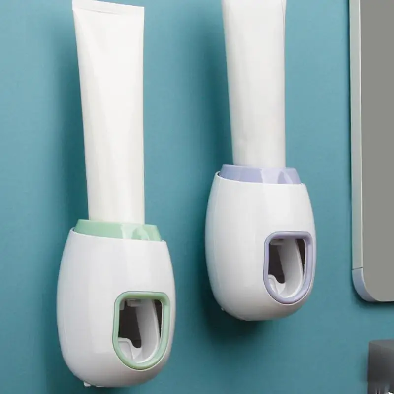 

1pc Toothbrush Holder Set Toothpaste Dispenser Wall Mount Stand Bathroom Accessories Set Rolling Automatic Squeezer