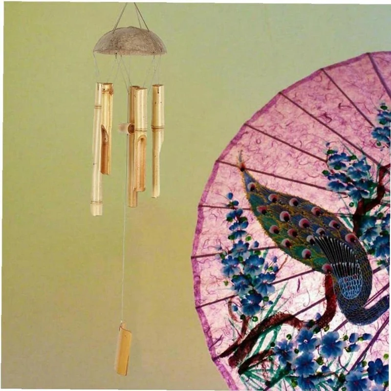 

1 Piece Wind Chime Light Color Five Tube As Shown Bamboo Garden & Home Hanging Door Decoration