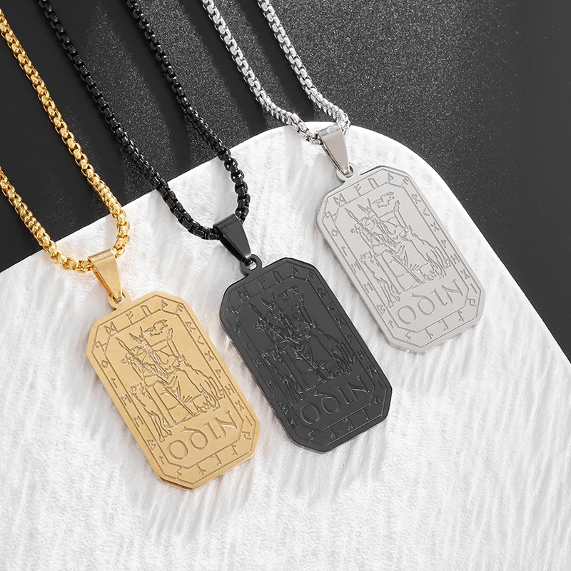 

Fashion Stainless Steel Fine Carved Square King Pendant Necklace Men Women Punk Classic Handsome Cool Party Jewelry Wholesale