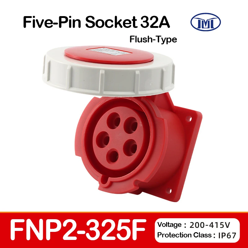 Встраиваемая промышленная розетка IP67 16a 32a настенная красная для морской розетки