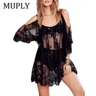 Летнее платье 2022 женское повседневное пляжное короткое платье с кисточками черно-белое мини кружевное платье сексуальные вечерние платья Vestidos S-XL пляжная одежда