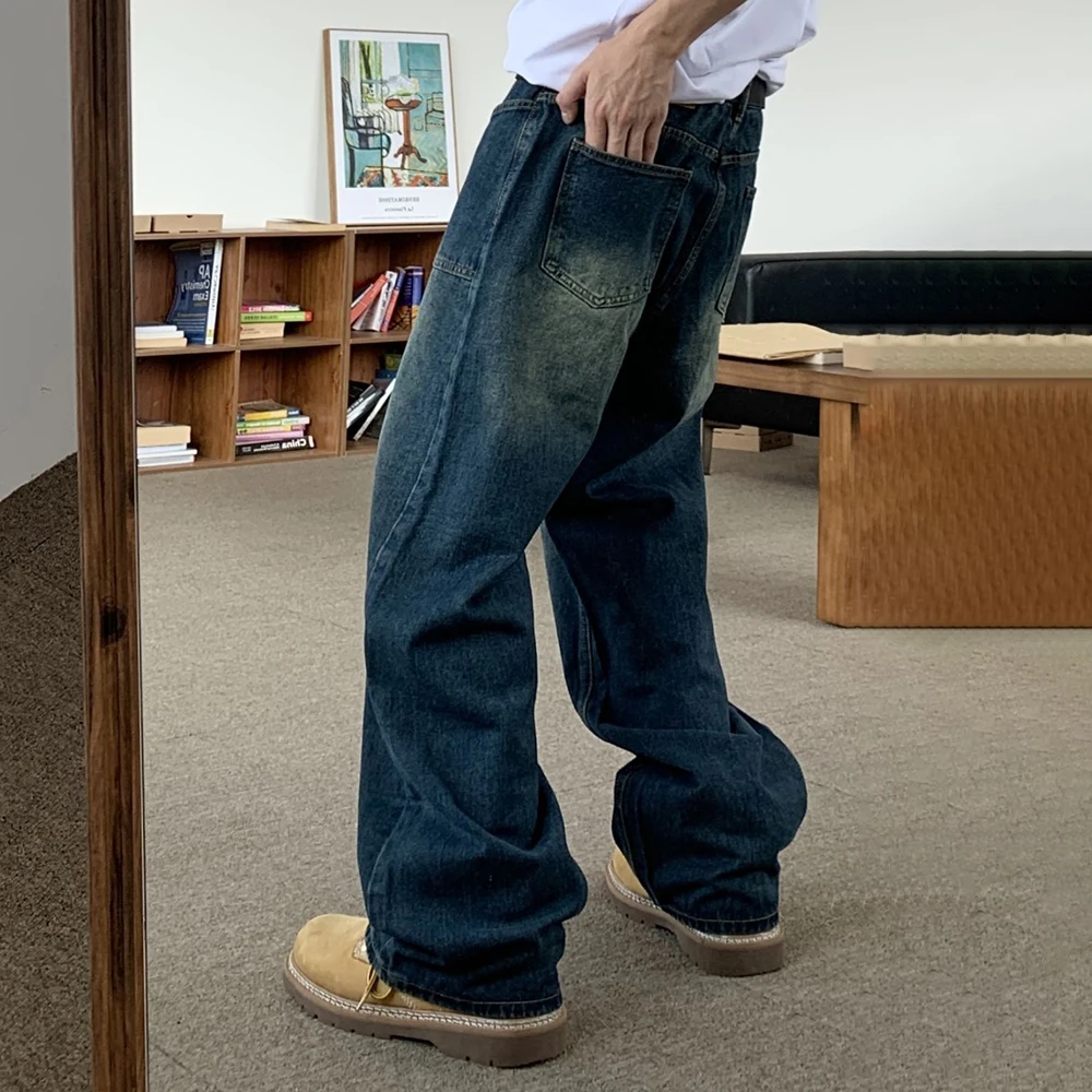 Men Jeans Vintage Straight Baggy Denim Pant Streetwear American Style Fashion Wide Leg Pant Trousers Retro Fashion Loose Casual