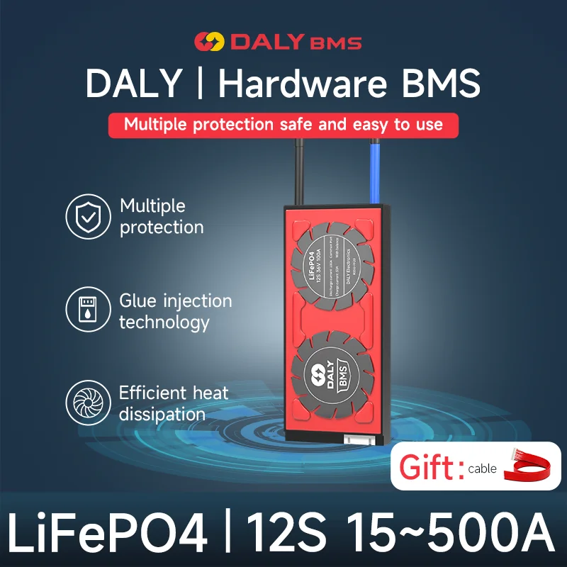 

Daly Lifepo4 BMS 12S 36V 15A 20A 30A 40A 50A 60A 80A 100A 120A Waterproof BMS With Common port For Lifepo4 Battery