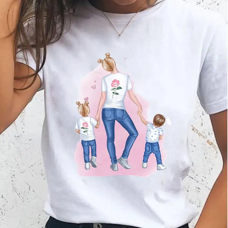 

Women T-shirts Watercolor Mama Female Family Mom Mother T Tee Cartoon Clothes Fashion Lady Casual Shirt Graphic Tshirt Top