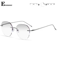 100 pure titanium men opticas glasses rimless design prescription spectacles progressive color oculos eyewear large size frame