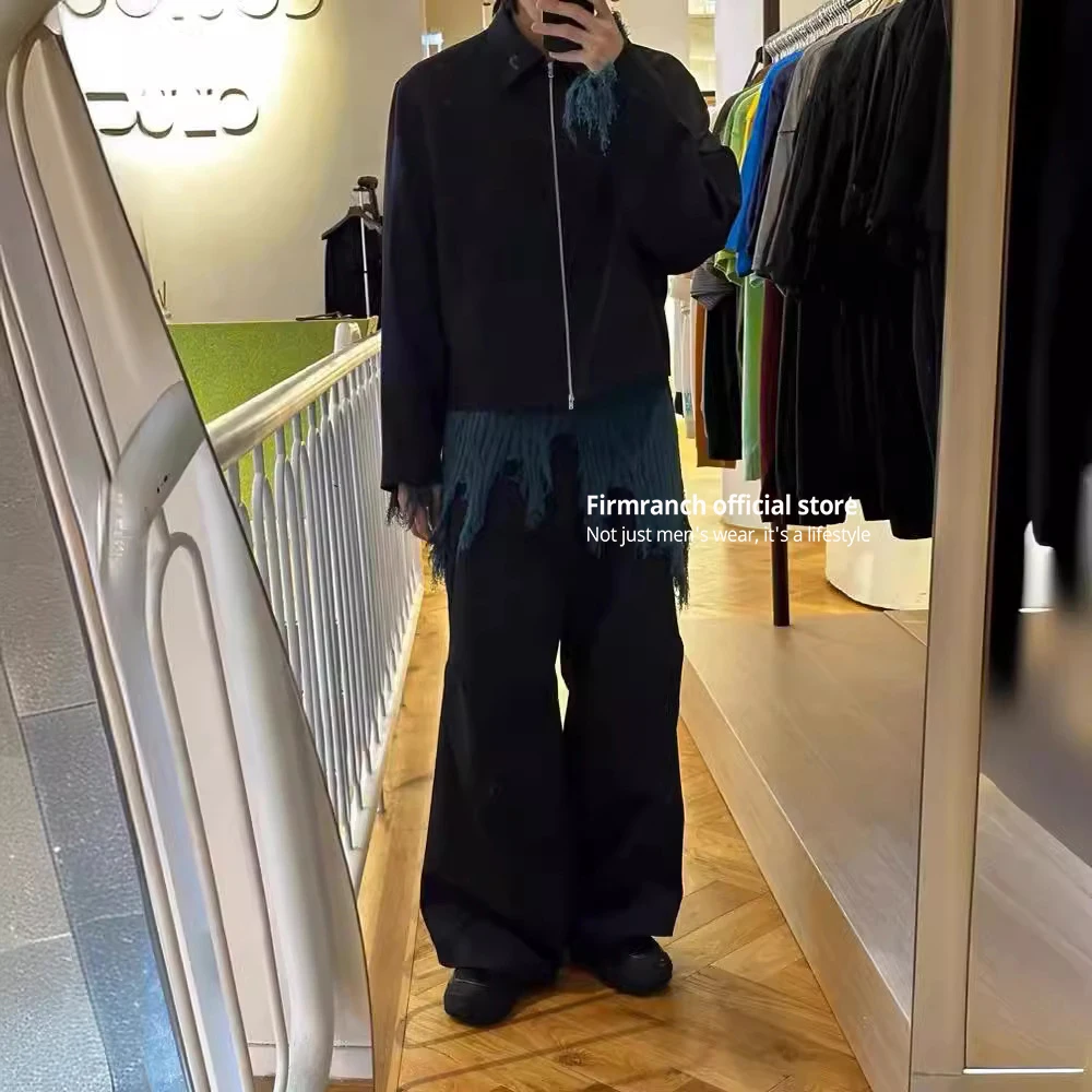 Firmranch 2024 новая черная короткая широкая куртка с лацканами для мужчин и женщин