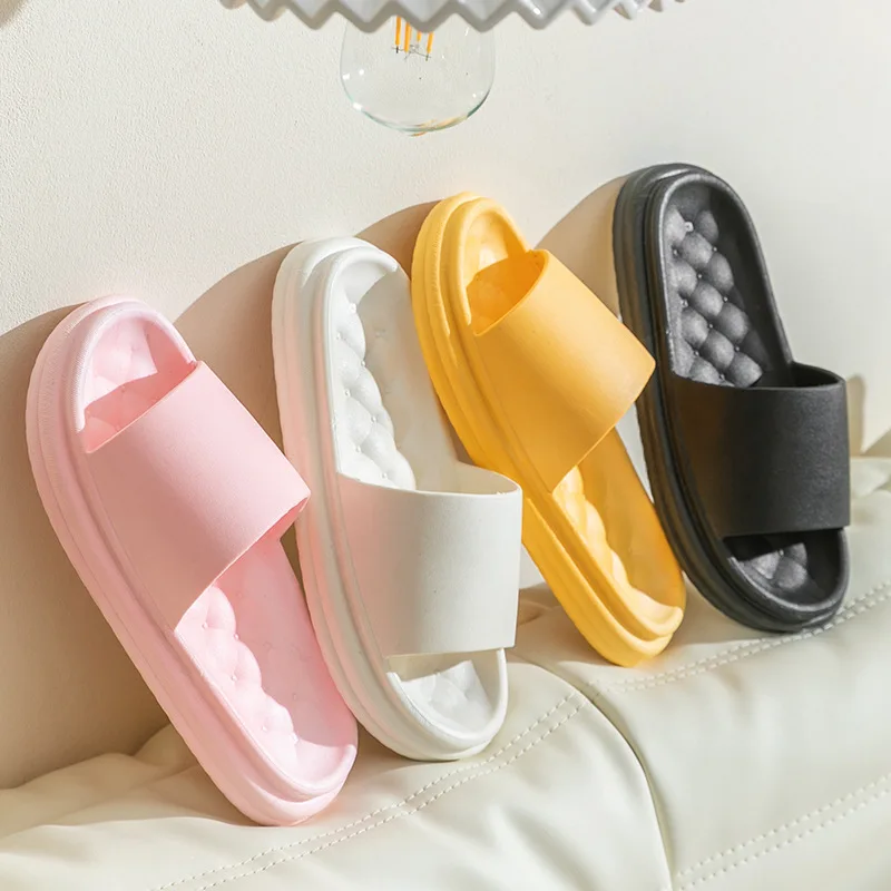 

2022 NEW Solid Color Coolslippers for Ladies Withthick Soles and Non-slip and Odor-proof Bathroom Slippers for Couples