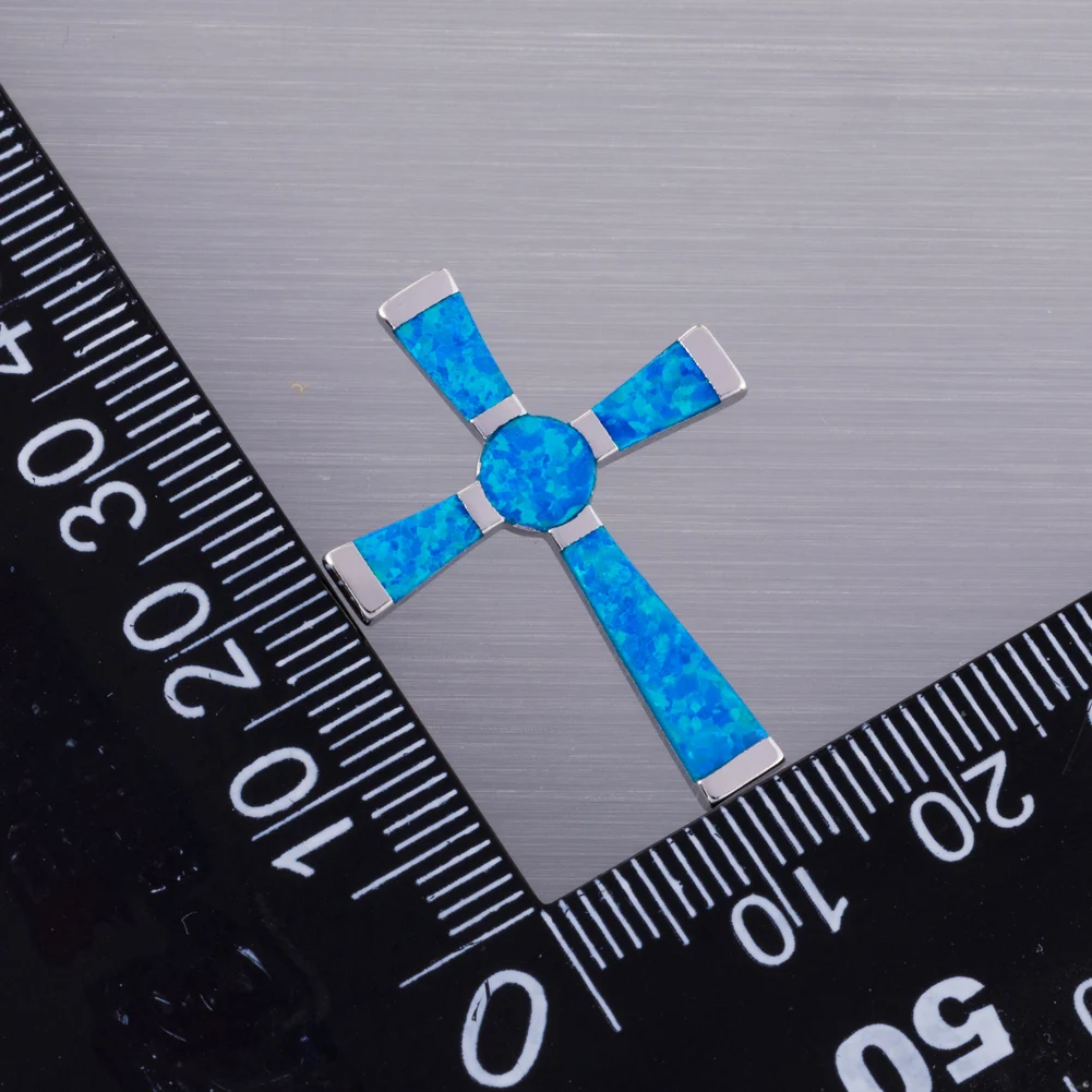 KONGMOON простой Латиноамериканский крест Синий огненный опал посеребренные