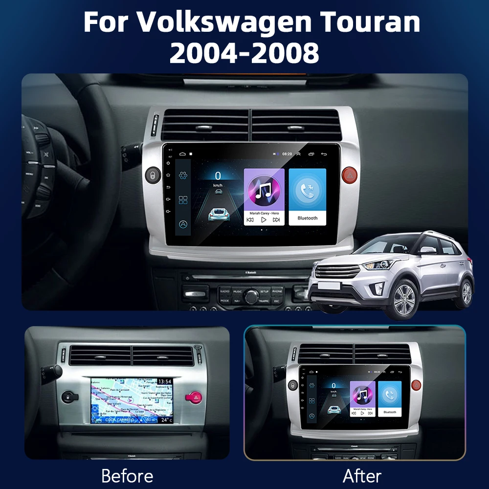 Podofo 2din Андроид автомобильное радио с CarPlay для Citroen C4 C-Triomphe C-Quatre 2004-2014 Мультимедиа плеер 4G RDS GPS Стерео головное устройство.