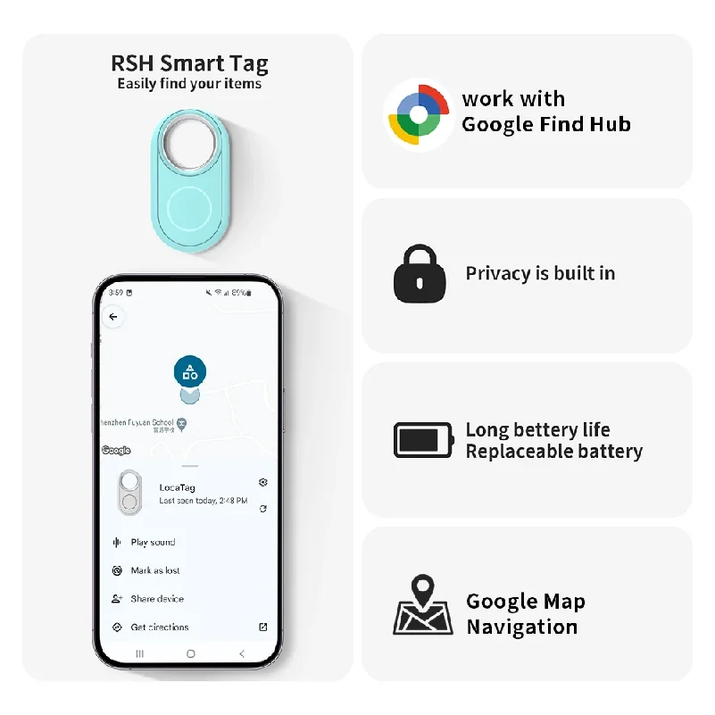 Bluetooth-трекер Google Find My Smart Tag для поиска потерянных вещей, ключей, кошельков, багажа, домашних животных, с заменяемой батареей, совместим с Android. (art.: 3920dbb8f29c3) - 3920dbb8f29c3
