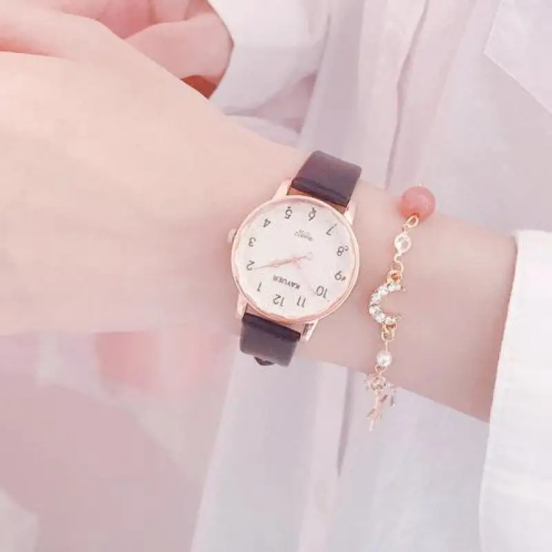 

Fashion Round Quartz Digtal Dial Casual Wrist Watches Leather Strap Fashionable Clock for Waterproof Wristwatch for Ladies Gift