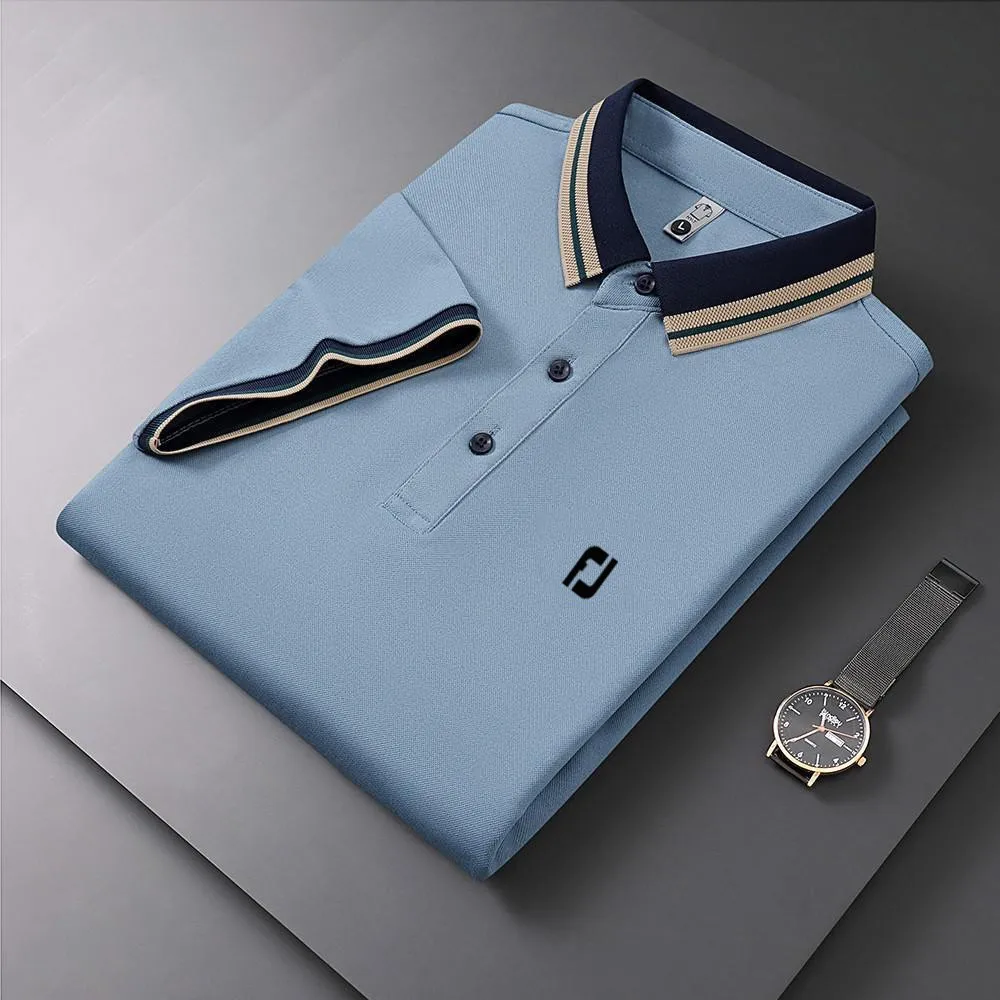 Golf clothing men's new polo shirt Korean fashion short sleeved T-shirt Golf men's casual business polo shirt button neck top