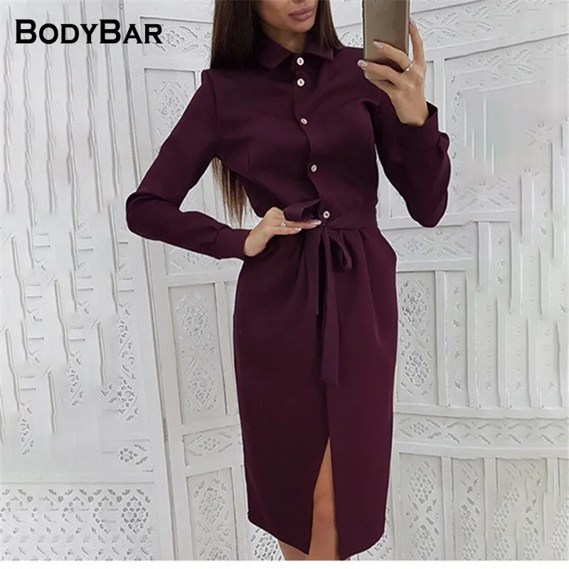 

Autumn Woman Turndown Neck Maxi Dress Bohemian Style Solid Vestido Vintage Button Long Sleeve Party Dresses With Belt For Ladies