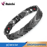 rainso black stainless steel bracelet magnetic for arthritis pain therapy health energy charm bracelets for men women 2020